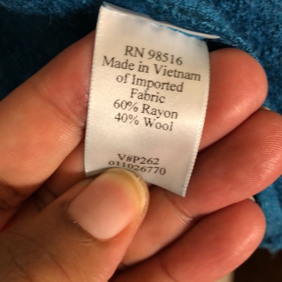 COLDWATER CREEK Teal Boiled Wool Blend Button Front Coat Jacket Size XL - Picture 16 of 16